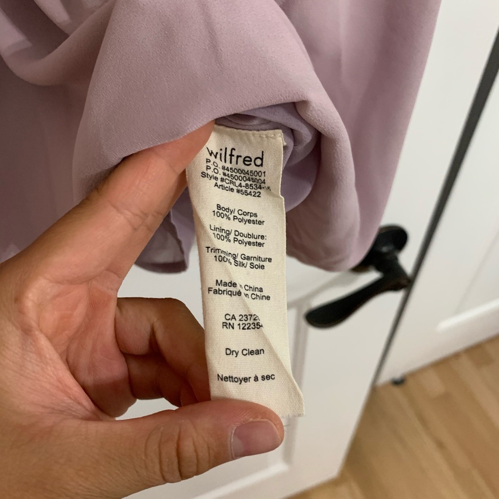 Wilfred Aritzia A-line dress V neck silk lined - Picture 5 of 5